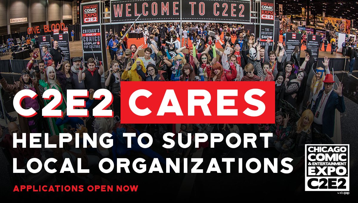 Are you a part of a local non-profit, educational group, youth sports team, or some other awesome community group? Want to help promote C2E2 &amp; get a percentage of all C2E2 badge sales you refer? Then consider applying for C2E2 Cares! Applications open now: c2e219.com/CCS