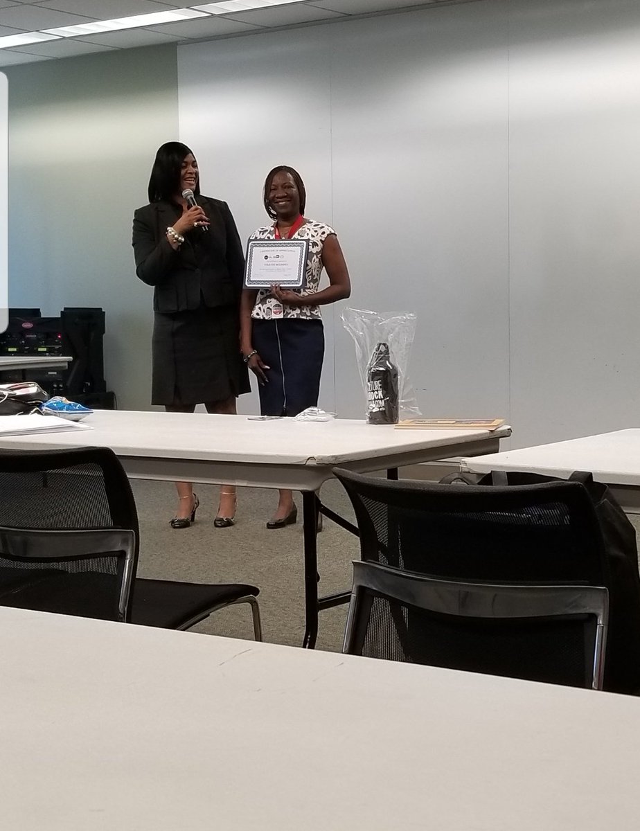 KathyLHortonDST's tweet photo. Ms.Horton, HR Manager presented her former colleague Ms. Mezadieu a Certificate of Appreciation for bringing her NAF Model Academy of Finance and Entrepreneurship students for Job Shadow Day @NAFCareerAcads @CTEMiami @d https://t.co/7B16gl67ED