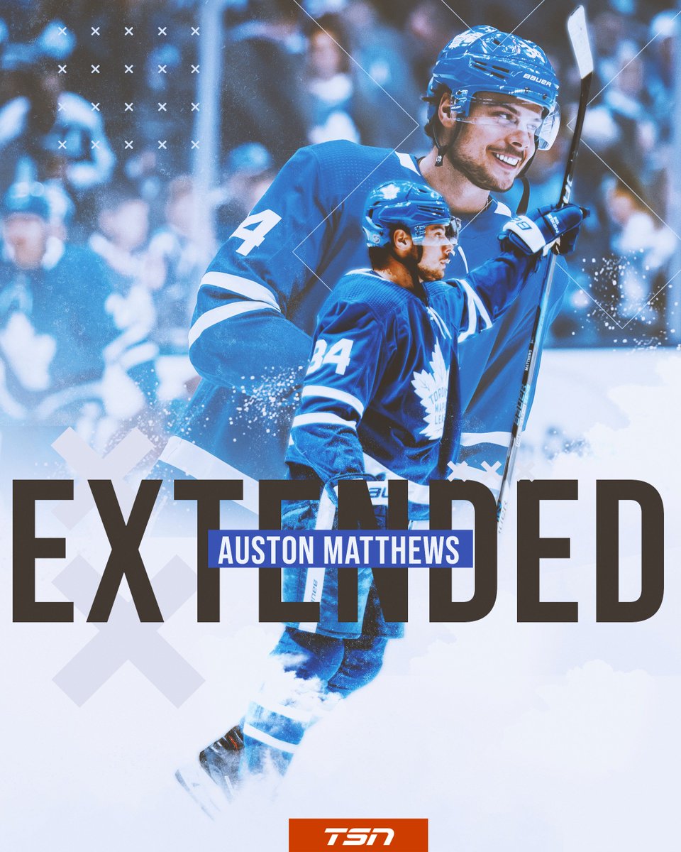 TSN_Sports's tweet photo. BREAKING: As per @TSNBobMcKenzie and @PierreVLeBrun, Auston Matthews has signed a 5-year extension with the Leafs. More details to follow. https://t.co/LJkznH4bfe