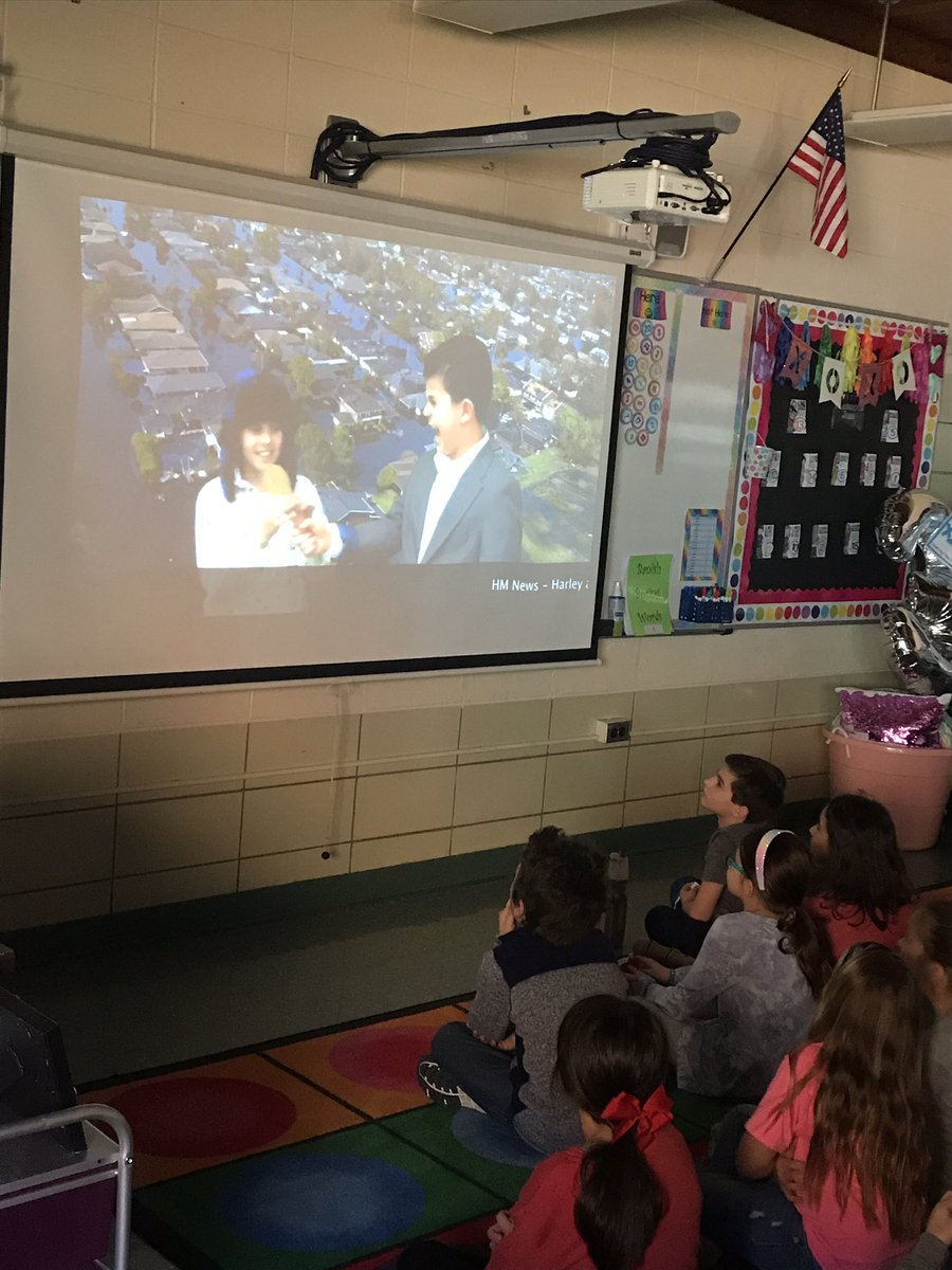 Today we had a Viewing Party to celebrate all of our hard work we put into taping our severe weather forecasts on the green screen! #perseverance #weatherforecasts #meterologistsin3 @JJCMrsFiore @CatenaColts ❄️🌪🌨☔️