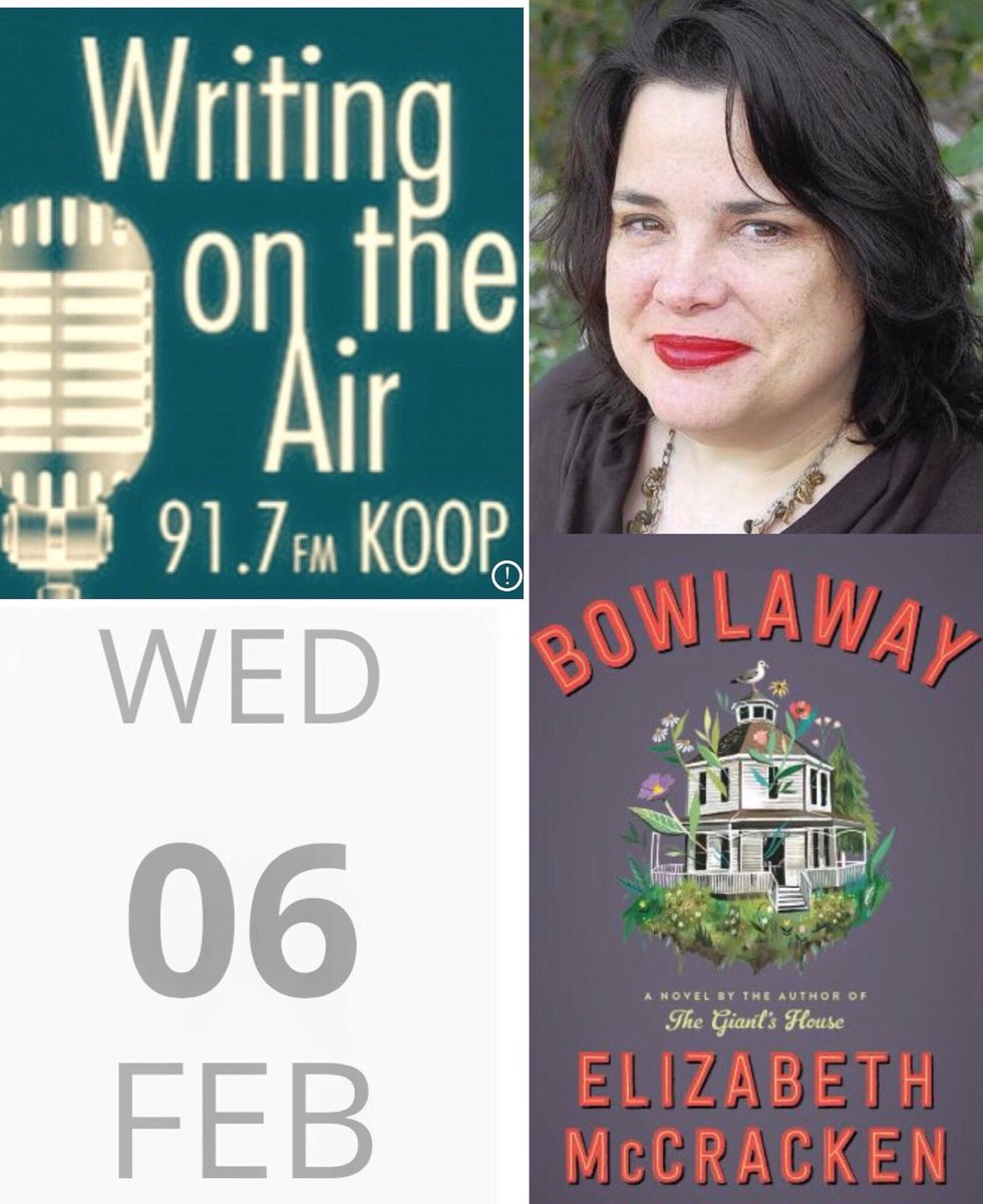 Wednesday, 6pm/c @elizmccracken joins us on her magical new novel, #BOWLAWAY.  Listen@ writingontheair.com, tunein.com &amp; 91.7fm Austin <a href="/KOOPradio/">KOOP 91.7 FM</a> <a href="/eccobooks/">Ecco</a> @marthalouise14 koop.org