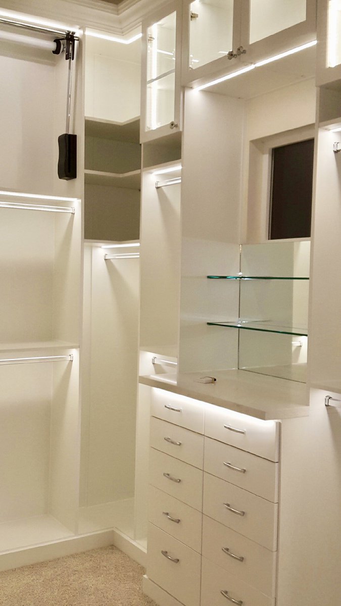 CSCmodesto's tweet photo. Custom cabinetry, glass shelving and more!! Only at Closet &amp; Storage Concepts in #modesto #closet #organization #declutter #decluttering https://t.co/iRymWGV5Qu