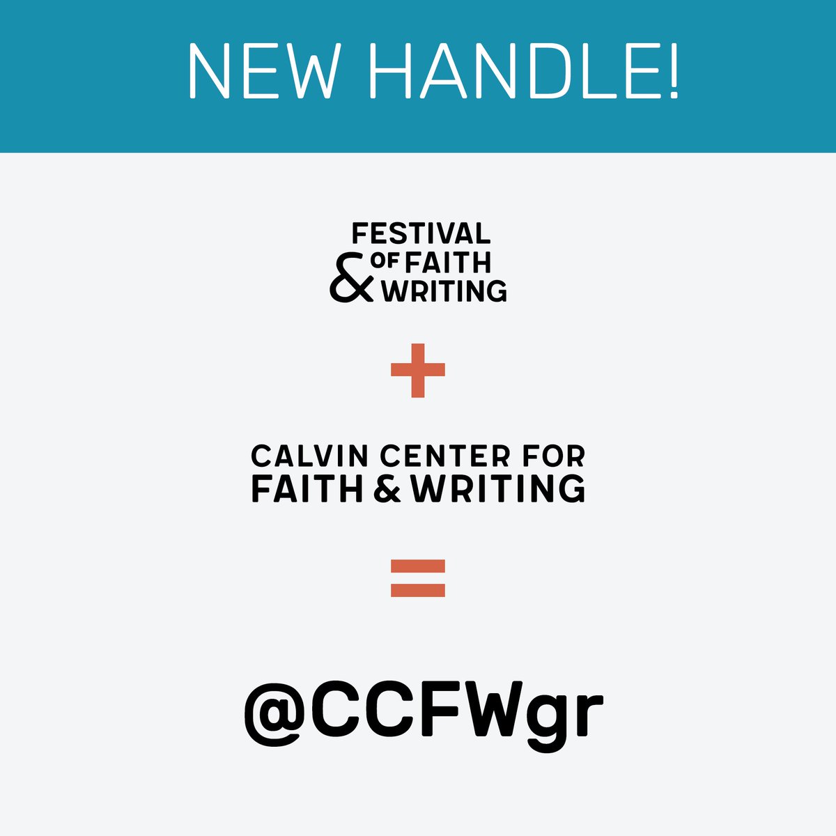 Tweet @CCFWgr for the Festival of Faith & Writing tweet media