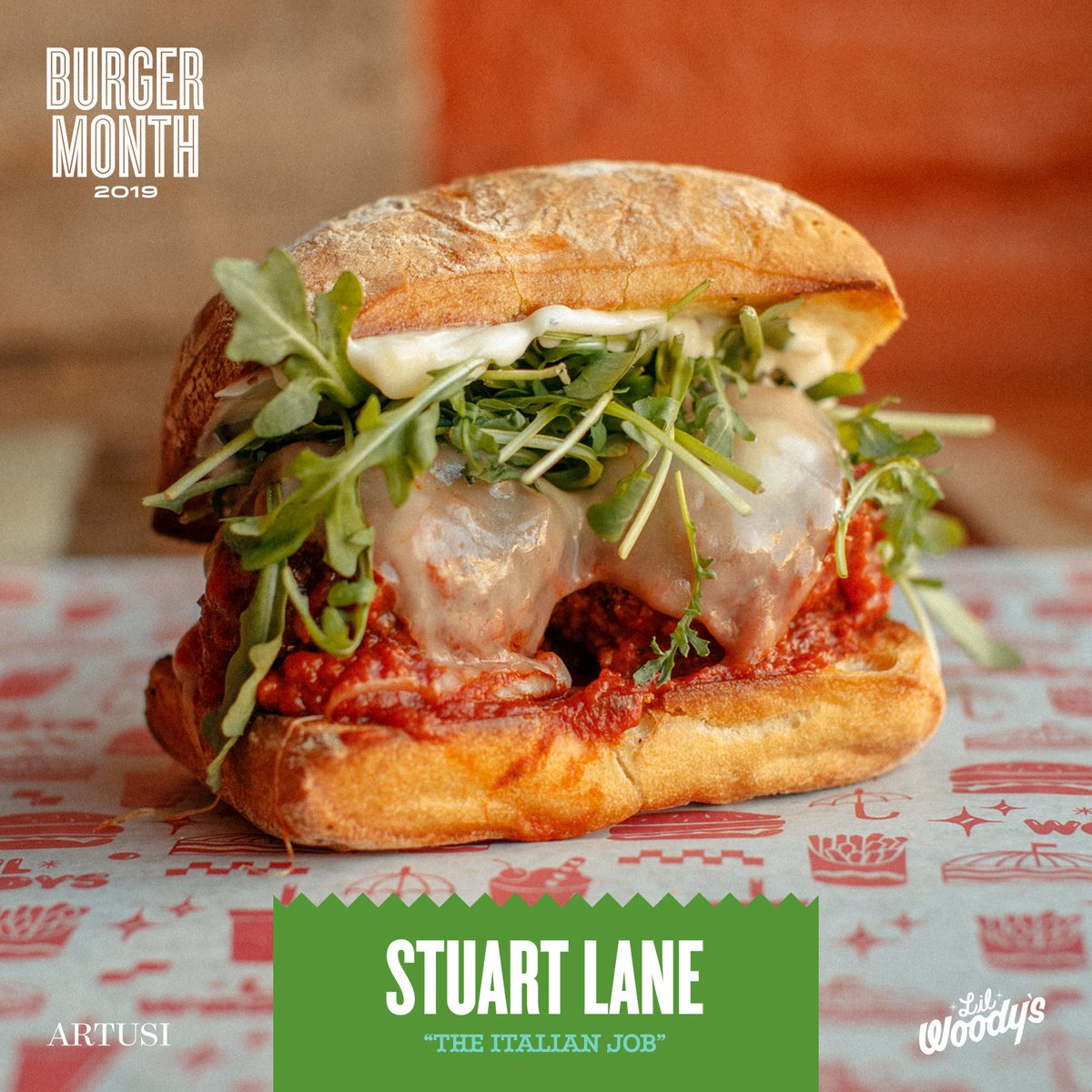 #lilwoodysburgeroftheweek: #ItalianJobSandwich–<a href="/ArtusiBar/">Artusi</a> Meatballs•Provolone•Arugula•Tomato sauce•Aioli•Ciabatta