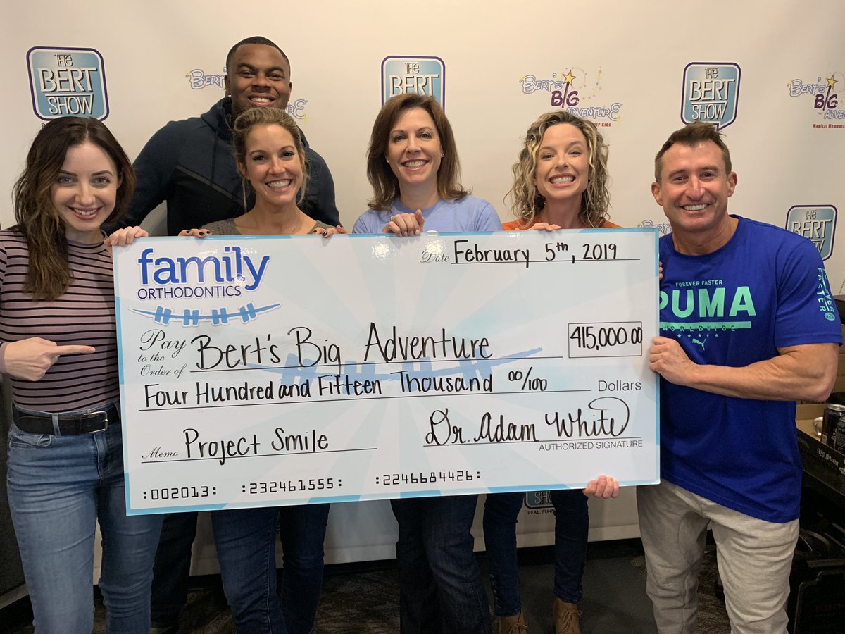 bertsbigadv's tweet photo. Did you know that @childrensdds and @FamilyBraces have donated over $415,000 over the past 4 years through Project Smile?!? They are such loyal partners to #BertsBigAdventure, and we are so, so grateful for their support of our kiddos and their families 💜💜💜 https://t.co/EUzSldNY3L