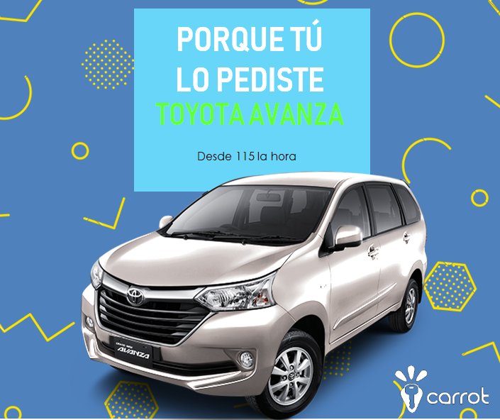 LLEGÓ PARA TI. 
TOYOTA AVANZA PARA SIETE PERSONAS. 
Viaja con toda la familia .
Disfrútala desde 115 la hora, reserva ahora y obtén un descuento del 10% en la primer reserva que hagas con esta unidad.
Ingresa a carrot.mx y solicítala. 
#MejorEnCarrot