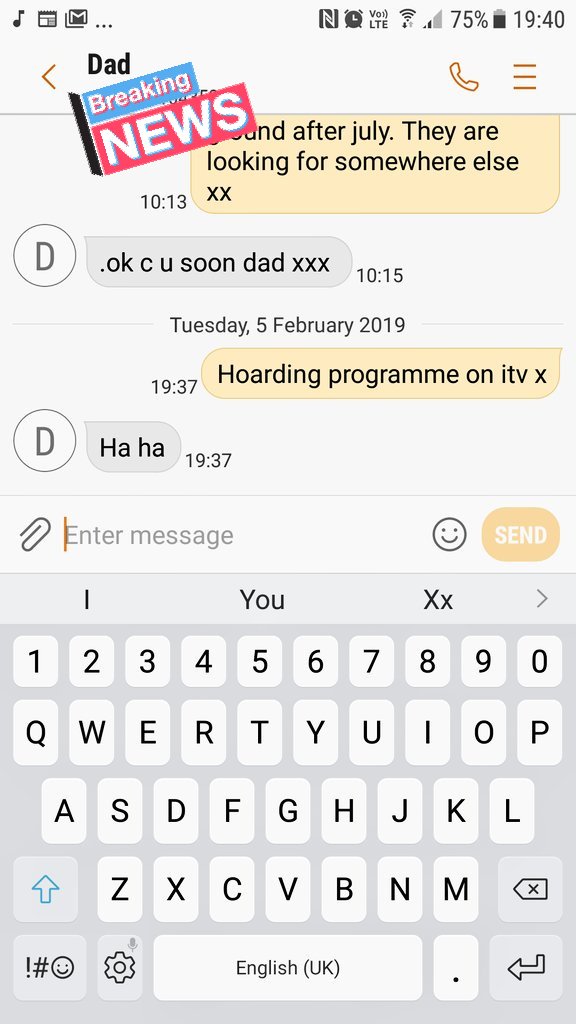 VicCastelluccio's tweet photo. How serious my Dad takes his hoarding issues #CallTheCleaners @ITV #YouThinkSheHasIssues #HoardingProblems https://t.co/548Alvun4G