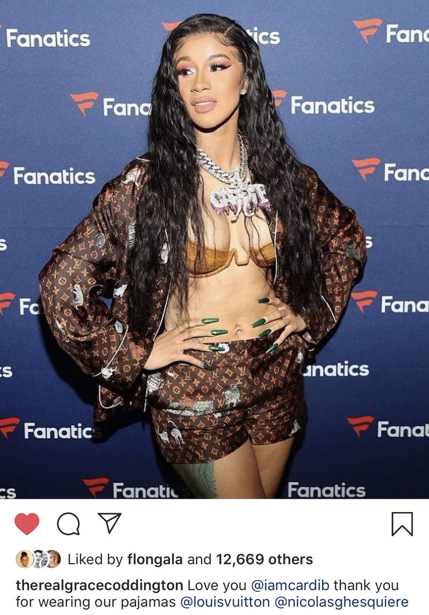 Grace Coddington, the Creative Director of American Vogue, posted Cardi to her Instagram saying she loves her and thanking her for wearing her collaboration with Louis Vuitton.
