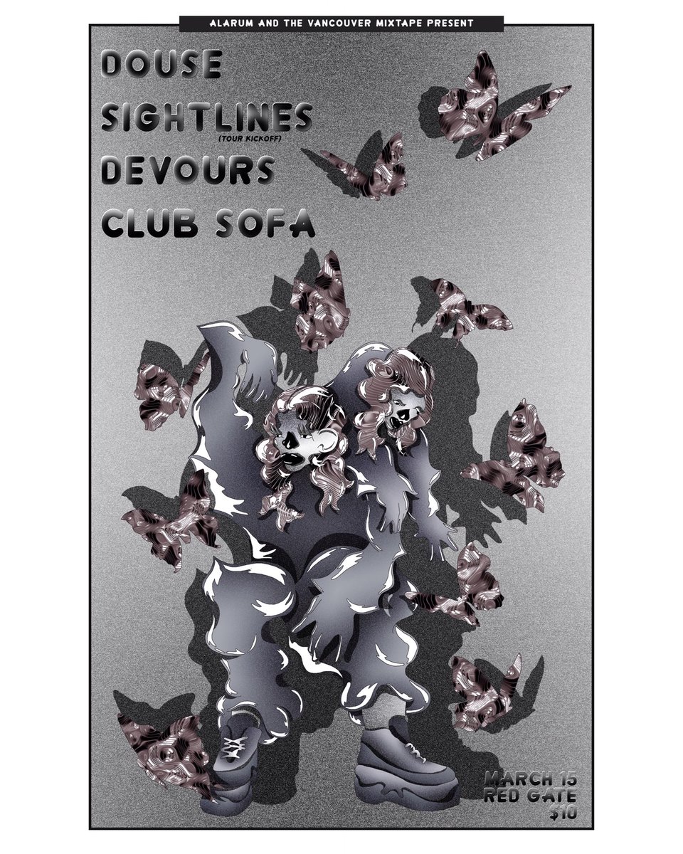 VanMixtape's tweet image. We’re co-hosting this amazing show with Alarum on March 15 at Red Gate. 

Look at this absolutely absurd line up featuring four of our favourite bands including @douseband, Sightlines, @DevoursOfficial, and Club Sofa. 

Don’t miss it!