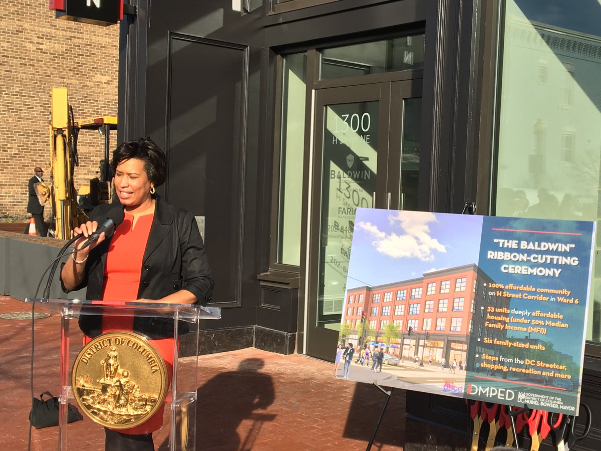 To the residents here, congratulations on The Baldwin, an all #affordablehousing project in #ward6, says <a href="/MayorBowser/">Mayor Muriel Bowser</a> ---and great news! We have produced 7,000 affordable units since 2015! 🙌🏼🙌🏼🙌🏼