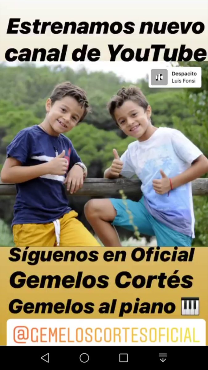 Estrenamos nuevo canal de youtube  siguenos!! En oficial gemelos cortés
Al piano muy pendientes a las redes sociales buenas noticias!!! Y sorpresas que os gustarán🤗😘 muchas gracias a todos suscribirse!!!