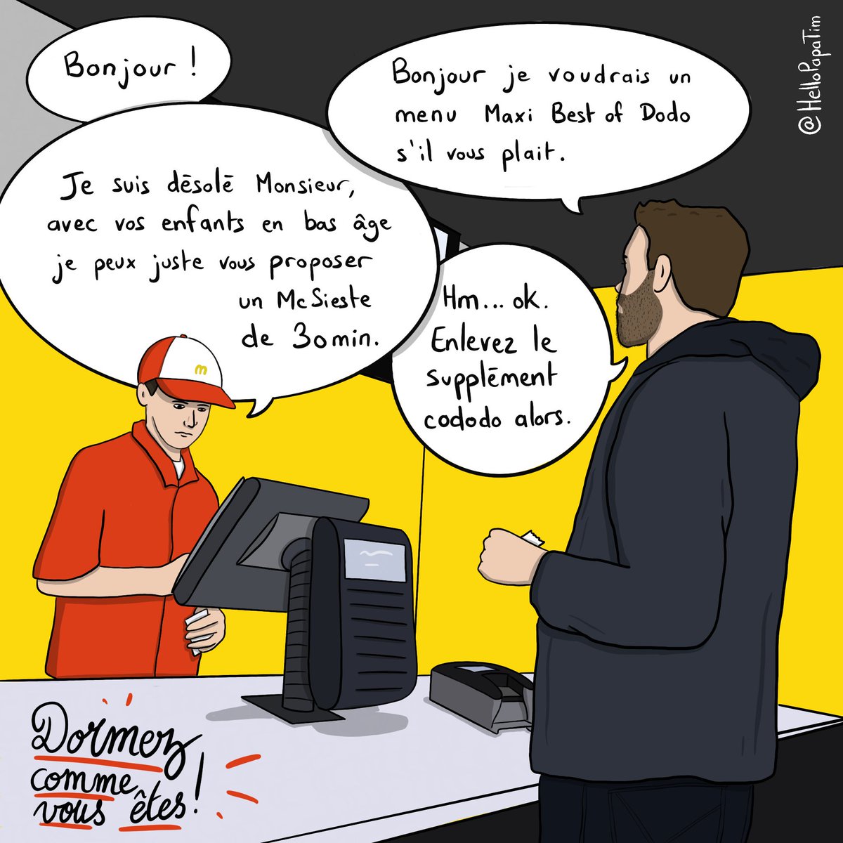 Papa Tim Dormez Comme Vous Etes Illustration Dessin Parents Quotidien Enfant Enfants Bebe Papa Famille Humour Fun Procreate Bandedessinee Art Dessindujour Cartoon Comic Mcdonalds Fastfood Menu Dodo