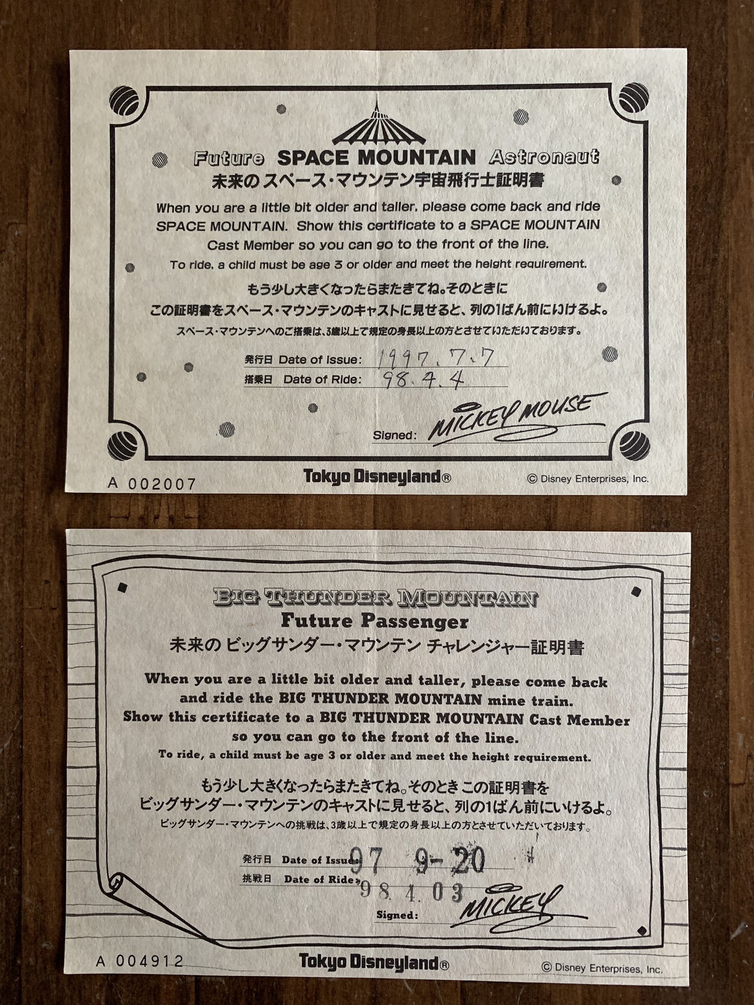 チャレンジャー証明書 ビッグ スプラッシュマウンテン スタツア