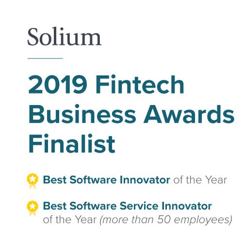 We are thrilled to have been announced today as 2019 Finalists for Best Software Innovator of the Year, and Best Software Service Innovator of the Year! Congratulations to all the finalists, and our thanks to <a href="/FintechBusiness/">Fintech Business</a> we are rapt to be in such awesome company!