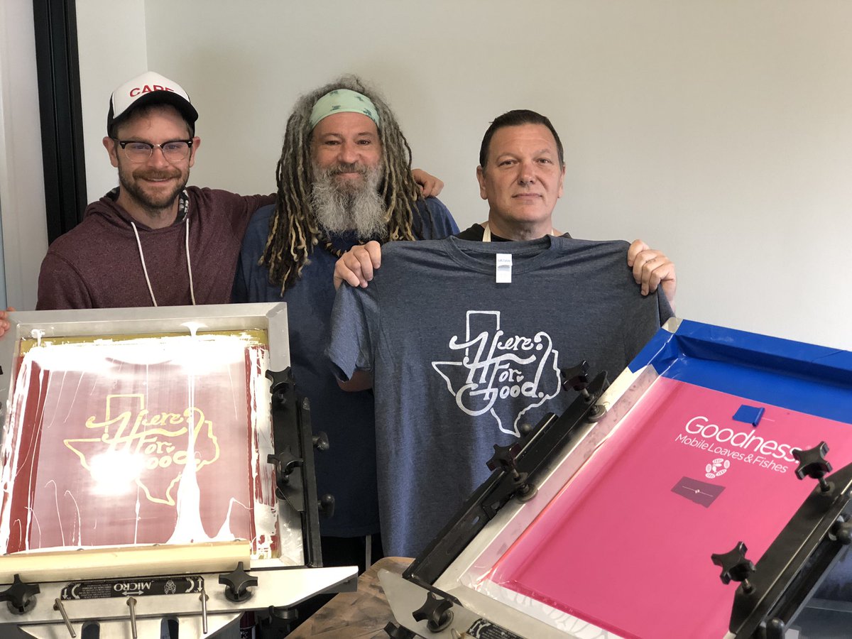 MattOFreeman's tweet image. The Walk to Siloam men’s retreat for neighbors and friends is set for Feb 7-10 ... and the screen printing is happening here at #communityfirstvillage w/ #GoodnessPress ... love the opps unfolding to partner w/ our neighbors to provide a dignified income  #HereForGood #GodIsGood