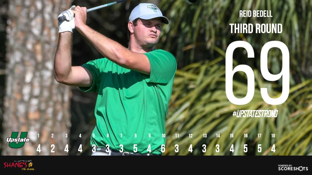 UpstateMWGolf's tweet photo. What a day it was for #USCUpstate men's golf! Reid Bedell, Matt Carter and Jordan Warnock become the first Spartans in program history to have scores in the 60's during the same round as all three carded final round 69's on Tuesday. #UpstateStrong https://t.co/232Cwefjbe