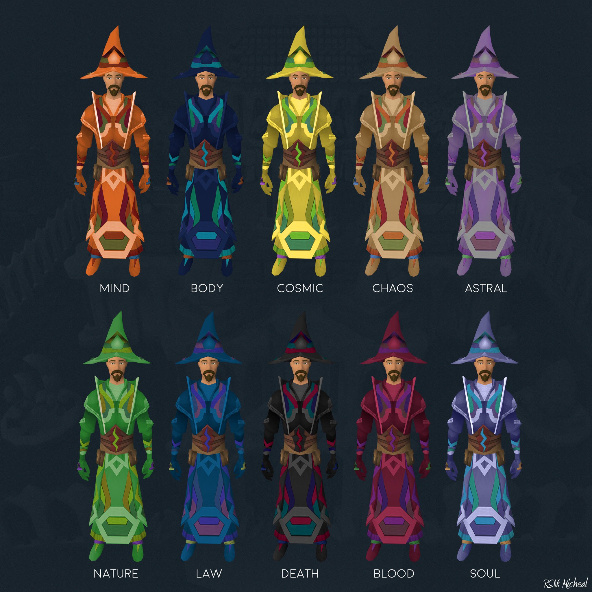 Glacyte on X: “Runic Infinity robes for each of the main runes 