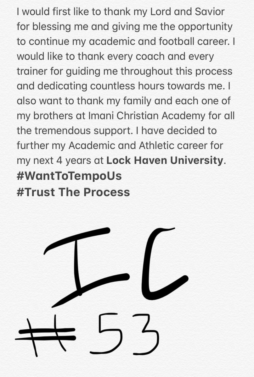 IsaiahICA53's tweet photo. 100% committed ✍🏽🤝🦅 @HartoftheGame @Smidrow57 @CoachHeard7 @rcheard5 @Chise89 @LHUFootball https://t.co/e0hOiJkfYp