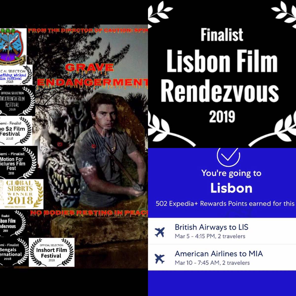 JaxPriceFilms's tweet photo. Going to Lisbon, Portugal 🇵🇹 in just a month for my Horror Short Grave Endangerment💀🎬 for the 2019 Lisbon Film Rendezvous! March 5th-10th #shortfilm #FilmFestival #filmfest #horrorfilm #film #movies #filmmaker #filmdirector #moviemaker #producer #screenwriter https://t.co/gvije0RG5N