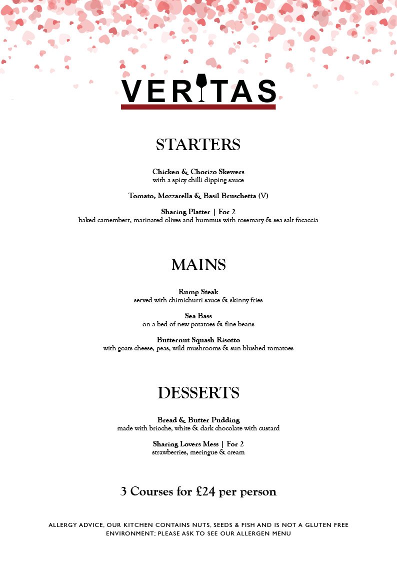 We are now taking bookings for #ValentinesDay at markettowntaverns.co.uk/veritas