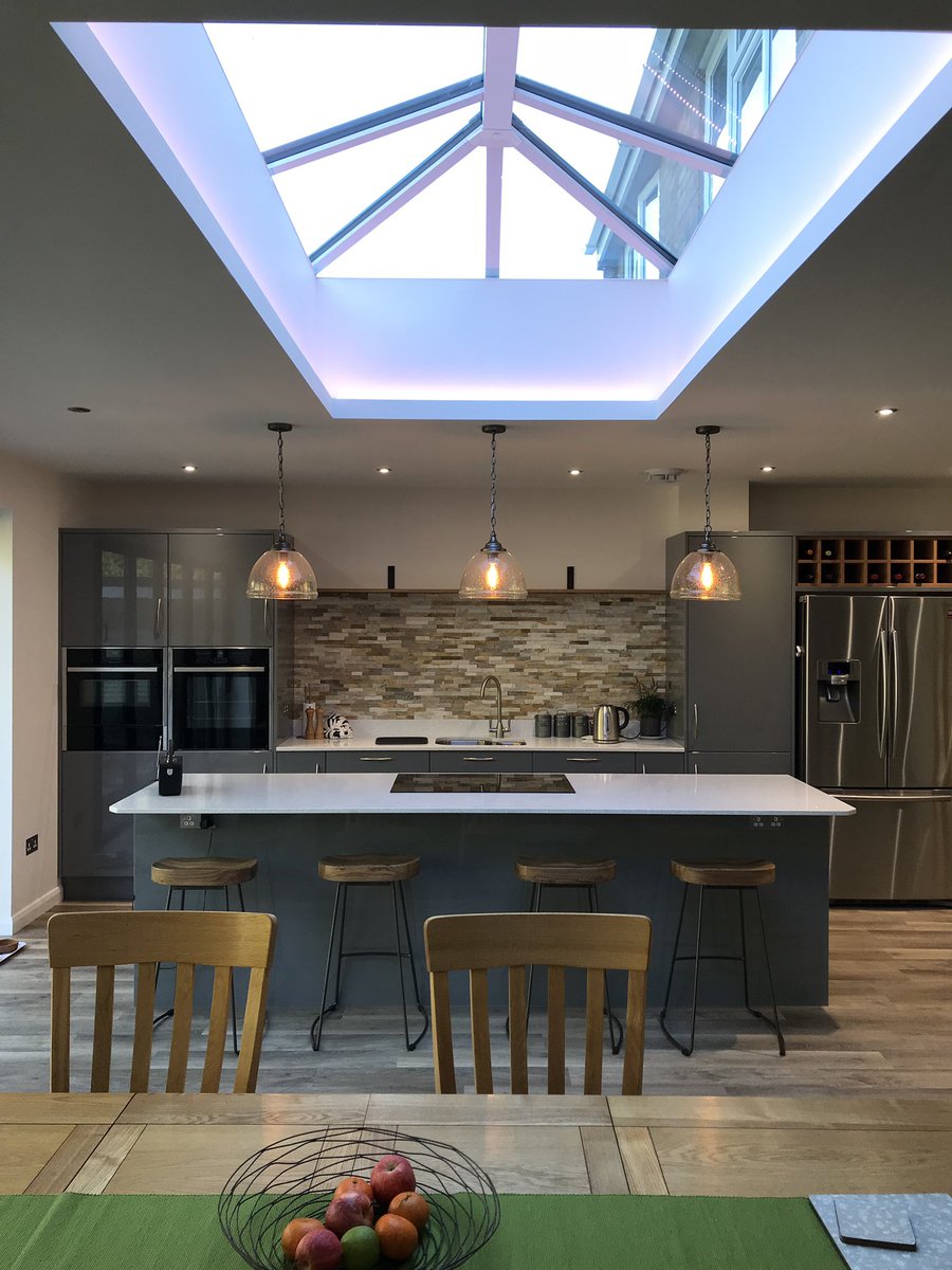 We are really pleased with this Cosden Mid Grey Kitchen we recently completed. With Neff appliances & @Silestone Blanco Stellar worktops it really does look perfect in this amazing space! @MultiwoodUK