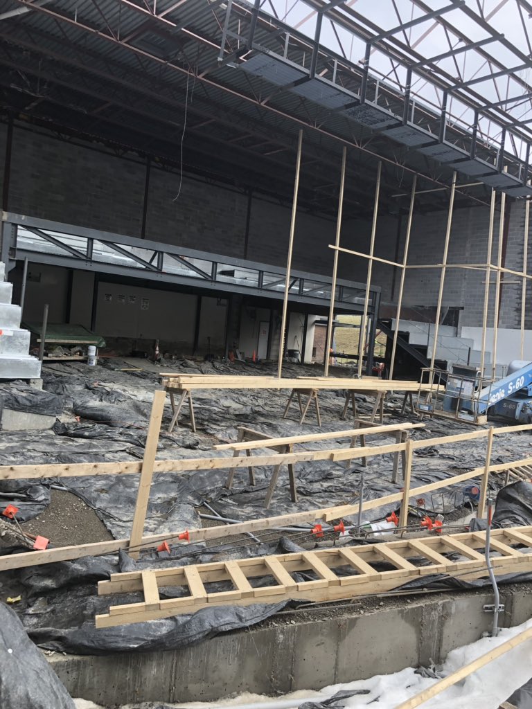newfieldms's tweet photo. Newfield CSD is moving in the right direction. The auditorium is looking more great with the balcony steel in. The back wall is up and pit is all poured.  On top of that the first four MS classrooms are close to being complete with new heating/cooling duct, lights and ceiling. https://t.co/BJY7UDPjVm