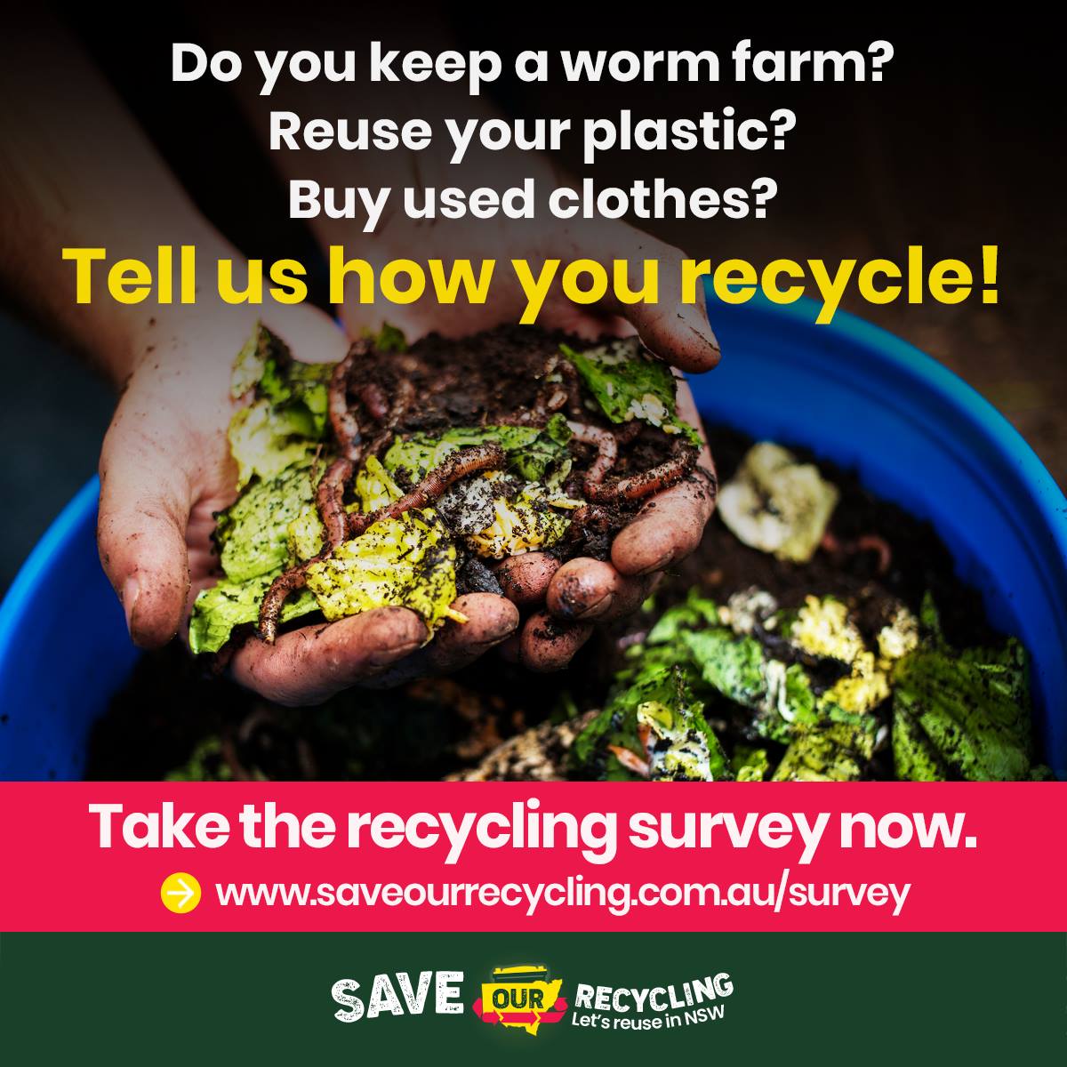 The Save Our Recycling survey closes today - it's your last chance to have your say on how we recycle in NSW. We want to hear from you! Tag a friend who always forgets bin night and take the survey here: bit.ly/2GvuKr1 😀 ♻️ 
#SaveOurRecycling #localgovnsw