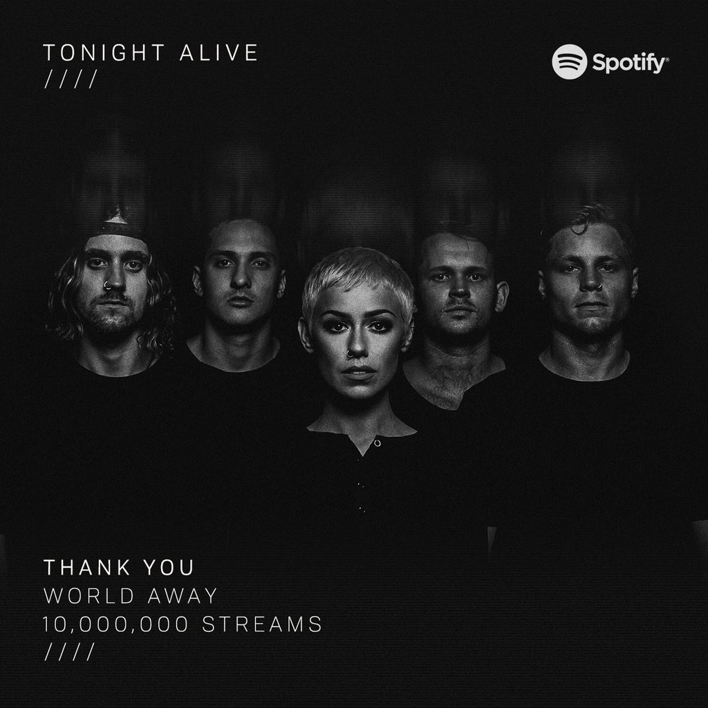 TonightAlive's tweet photo. It doesn’t have to be a world away 🖤 Thank you Humans and @spotify! https://t.co/s8dbH9pB3Z