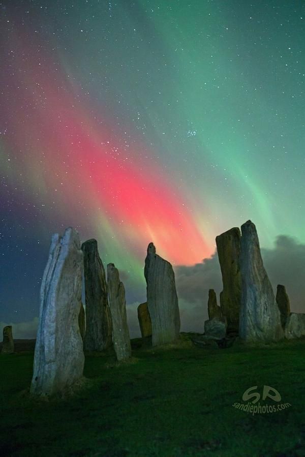 Aurora over the ancient Callanish Standing Stones on the beautiful Isle of Lewis, Scotland [uncredited] #travel #Scotland #history