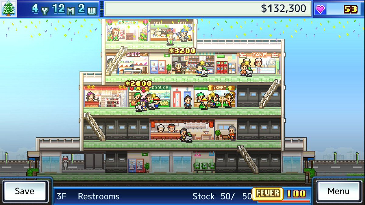 EarthySim's tweet photo. Fever days and customer satisfaction (hearts) have never been so important to me! Love #Megamallstory by @Kairosoft on #NintendoSwitch https://t.co/WJibVpomq9