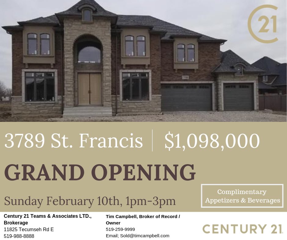 Come join us this Sunday (February 10th) at 3789 St Francis for our Grand Opening of this Beautiful home. Take a tour, enjoy some appetizers and drinks, and Tim Campbell will be there to answer any of your concerns/questions. Don't miss out, we hope to see everyone there