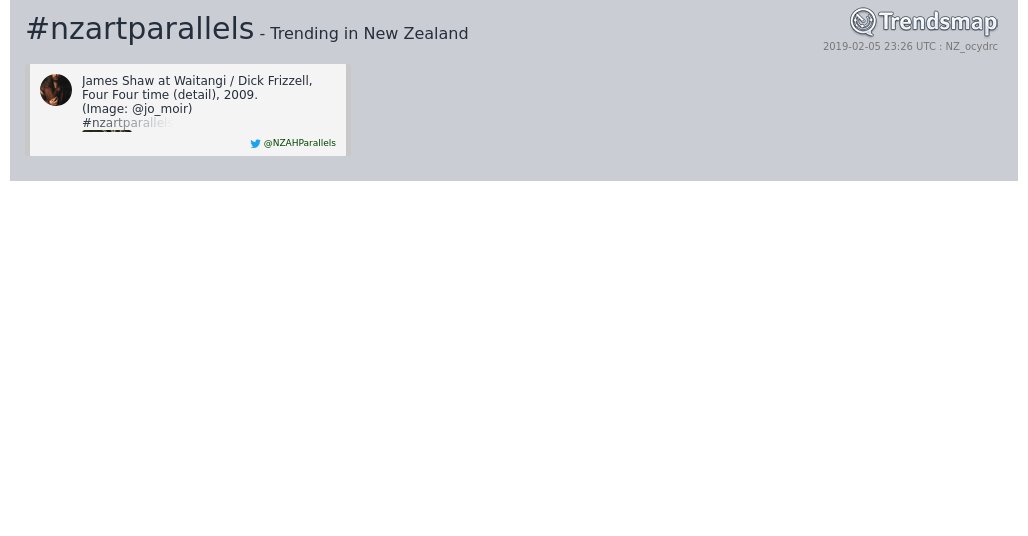 #nzartparallels is now trending in New Zealand

trendsmap.com/r/NZ_ocydrc