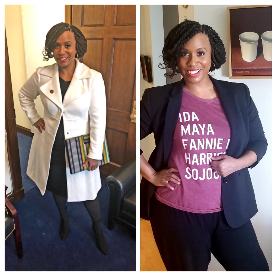 The women of the #116th were asked to wear white tonight in tribute to the #suffragetes Tonight, I honor women like #AlicePaul who led the movement &amp; women like #IdaB who were excluded from it. Kente cloth &amp; the color white. Holding space for both #womanists &amp; #feminists, always.