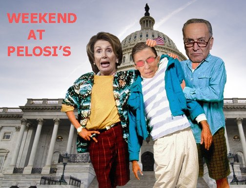 Assweasel's tweet photo. @thebestwolfeman @TRHLofficial @JackPosobiec They been doing the weekend at Pelosi's as this photo clearly shows #RBG heading into #SOTU https://t.co/XStiJ8myPW