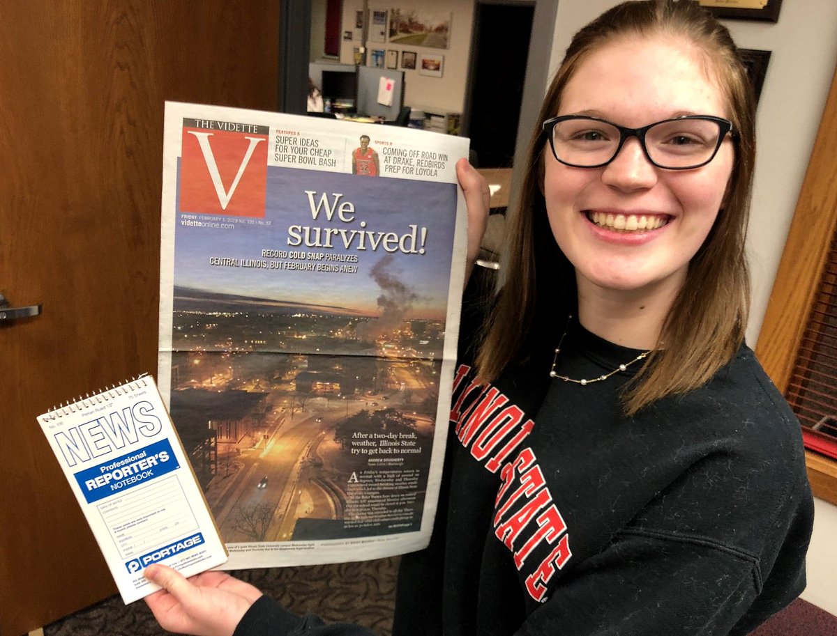 jplevka's tweet photo. Huge #Kudos and an official @PortageNotebook  to @The_Vidette reporter @Kacey12793516 for capturing a beautiful image of @IllinoisStateU campus during #PolarVortex19 while also serving as an RA at @ISUHousing https://t.co/yzOpfbPVtb