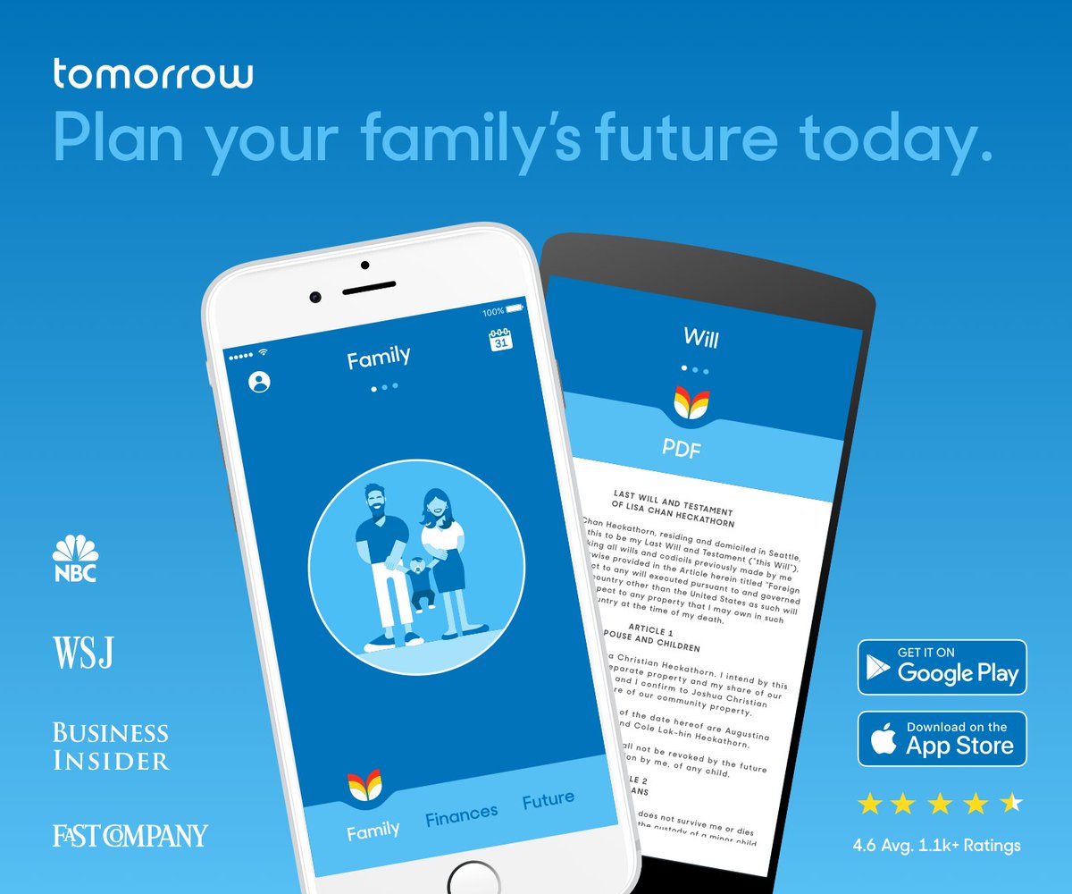 tomorrowideas's tweet photo. 6 out of 10 Americans don't have a will. And we want to change that. 
We provide a free will to every American family — regardless of income. Start now: https://t.co/0IkE8Ng71p https://t.co/zWUXY7KTFD