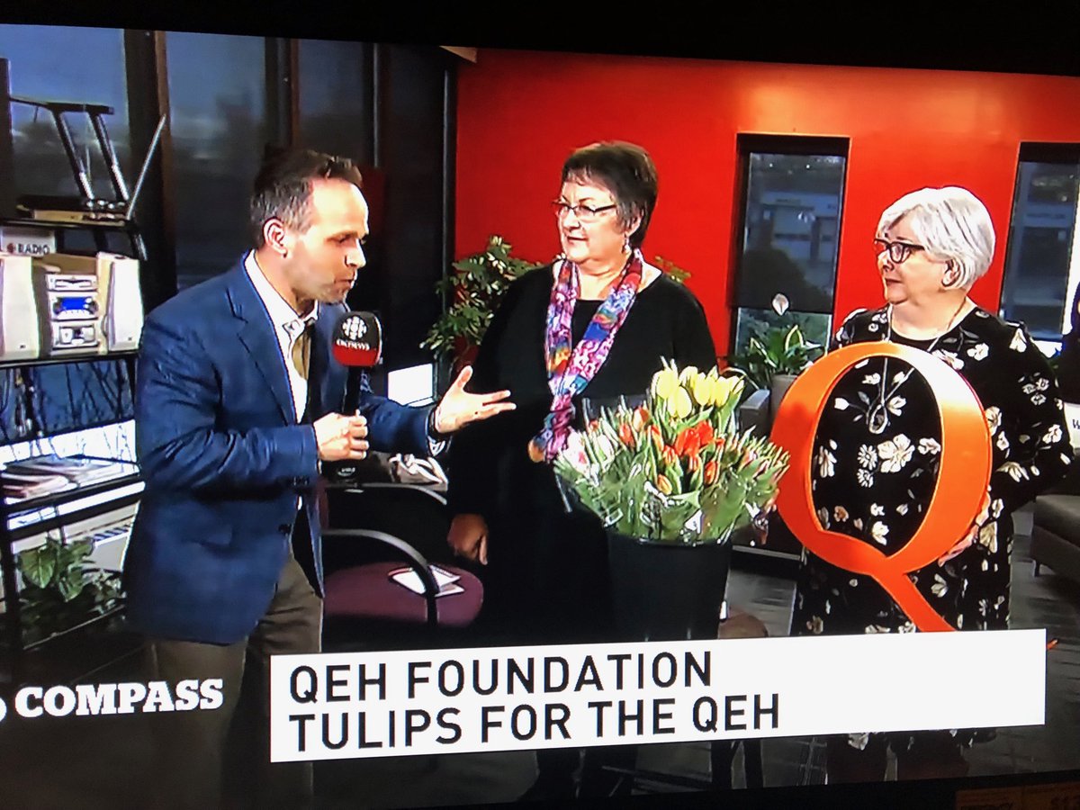 ⁦@PEIHeather⁩ & Cindy of ⁦@QEHFoundation⁩ on ⁦@CBCPEI⁩ #Compass with ⁦@JayScotland⁩ this evening promoting their annual #TulipsfortheQEH fundraiser. Funds support necessary medical equipment at the #QEH. #CTscanner $10 for 10 tulips. #OurCommunity