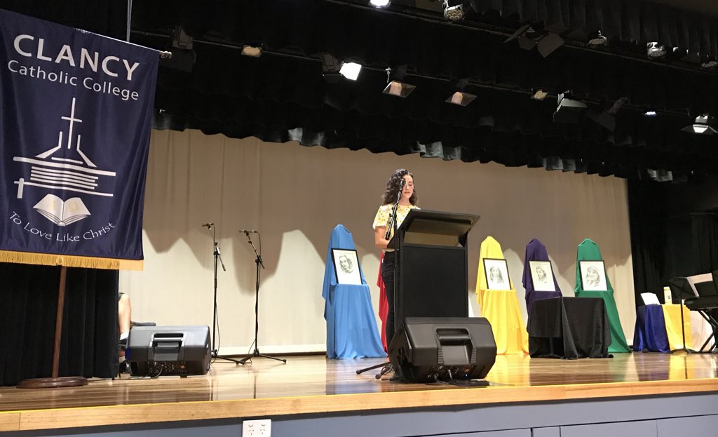 Chelsey, our female dux, speaking on behalf of our College dux, challenged students to push themselves, keep fighting &amp; never give up! <a href="/CCCWestHoxton/">Clancy Catholic College</a> <a href="/D_Fetterplace/">David Fetterplace</a>