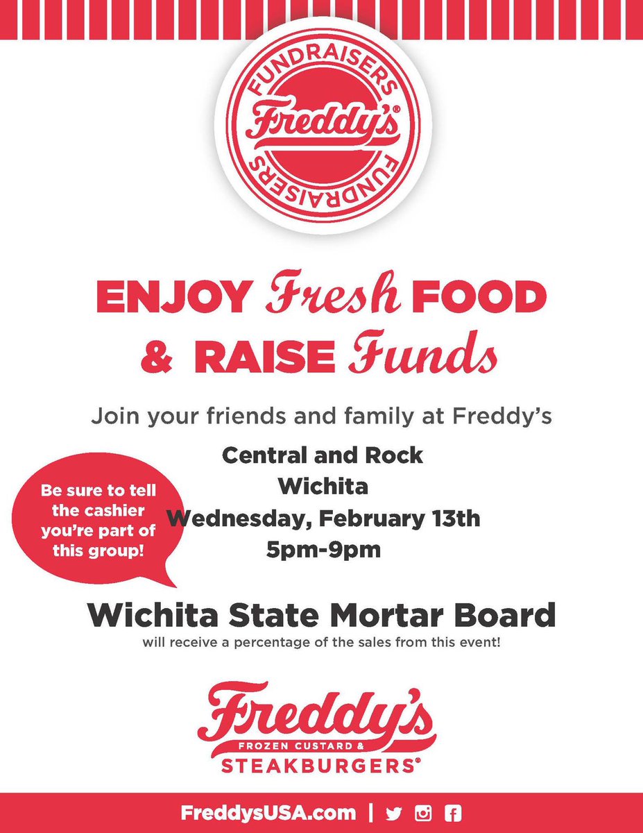 wichitastateMB's tweet photo. @charlesffowler @DeltaUpsilonWSU @FreddysUSA We’ll be there if you’ll be there 😉 https://t.co/0FAUltVrA2