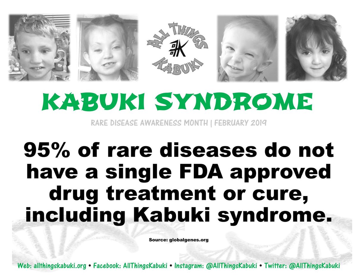 AllThingsKabuki's tweet photo. 🦓 Rare Disease Awareness Month 🦓  95% of rare diseases do not have a single FDA approved drug treatment or cure, including Kabuki syndrome. 
#rarediseasemonth #kabukisyndrome #allthingskabuki #rareisbeautiful #advocate #awareness #themoreyouknow #wrdd2019 #careaboutrare https://t.co/VxZJJhdVrw