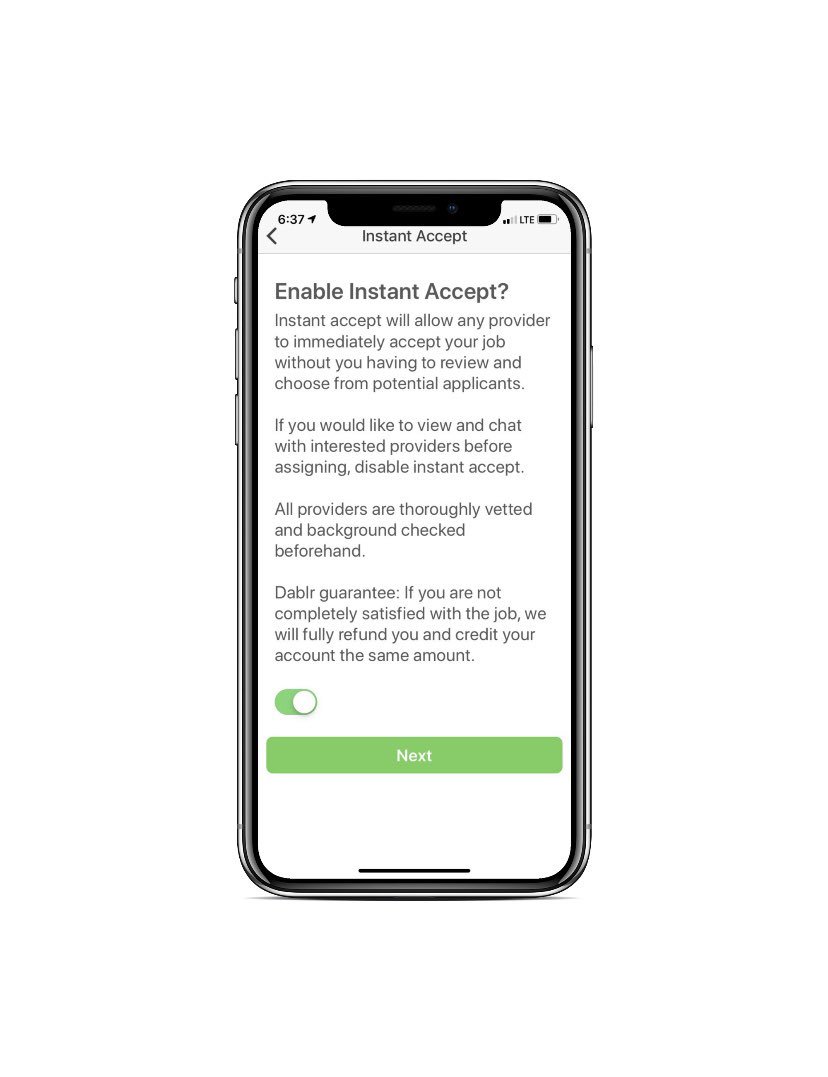 dablr's tweet photo. ⚡️ Introducing Instant Accept ⚡️ 
|
On-demand task outsourcing is now available on Dablr. With Instant Accept, just post your task, and any of our vetted providers across Chicago can instantly accept. No negotiating or assigning necessary. https://t.co/onsNatLNqG