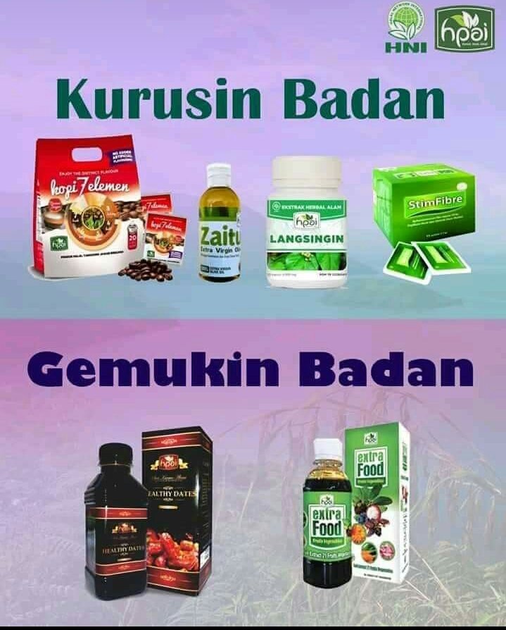 Mari kita kembali ke herbal. Dengan produk HNI Insya Allah masalah kesehatan anda teratasi.