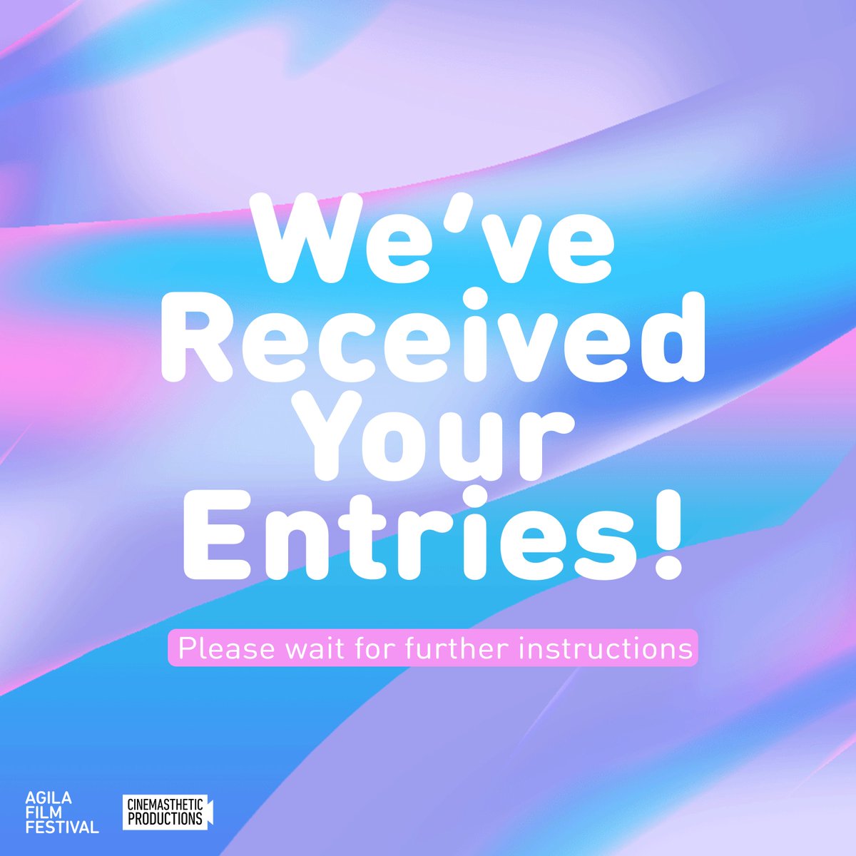 agilafilmfest's tweet photo. Hello, Agiloves!

We got your entries! Please wait for further announcements for the results of the final entries for the film festival.

Stay tuned! https://t.co/1UWvpXu7Pe