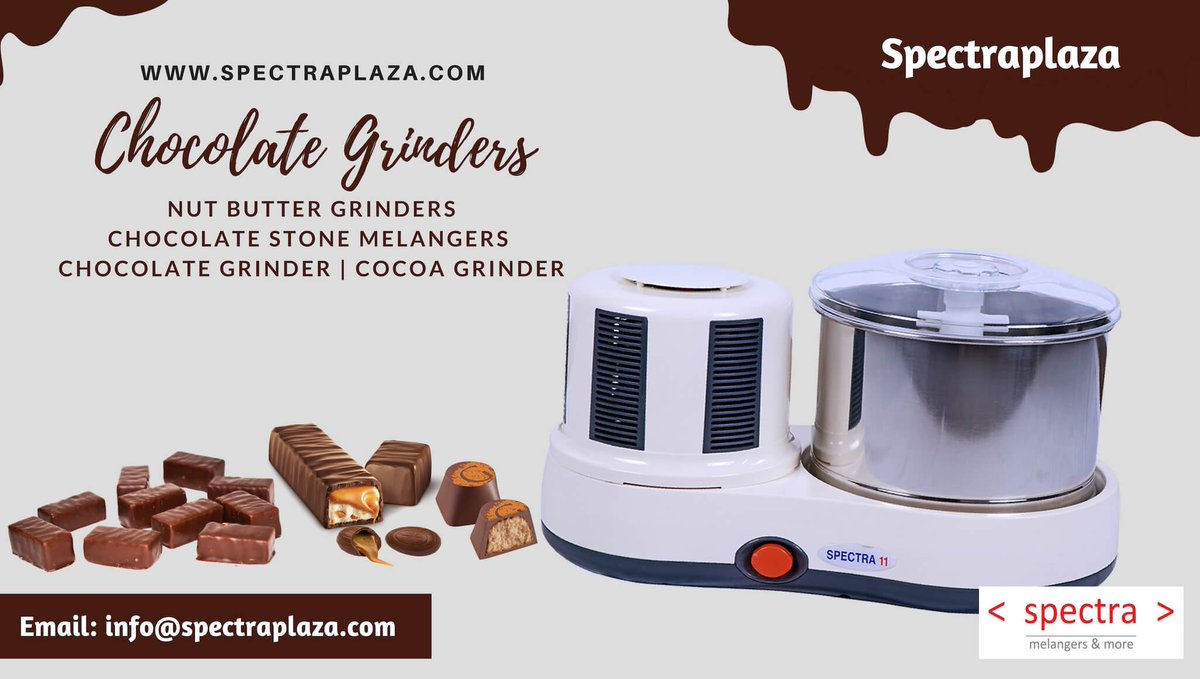 spectraplaza's tweet photo. Spectra Chocolate #Melangers can be used to make chocolate, #Mesa from corn, #coconutpaste, #Gianduja from #hazel nuts, #Pistachio and #cashew butters, #Tahini from sesame seeds, flax seeds paste, and many an other grinding application.
See your melangers: https://t.co/32hwp5pqTy https://t.co/1BNwPxGXnv