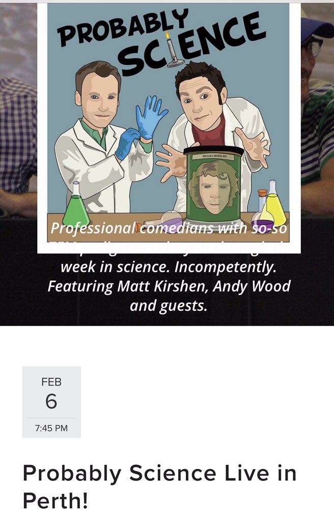 final_kyle's tweet photo. Super pumped for this tonight! @FknRiteTaggsie #ProbablyScience #perth https://t.co/XoMQWHDfBH