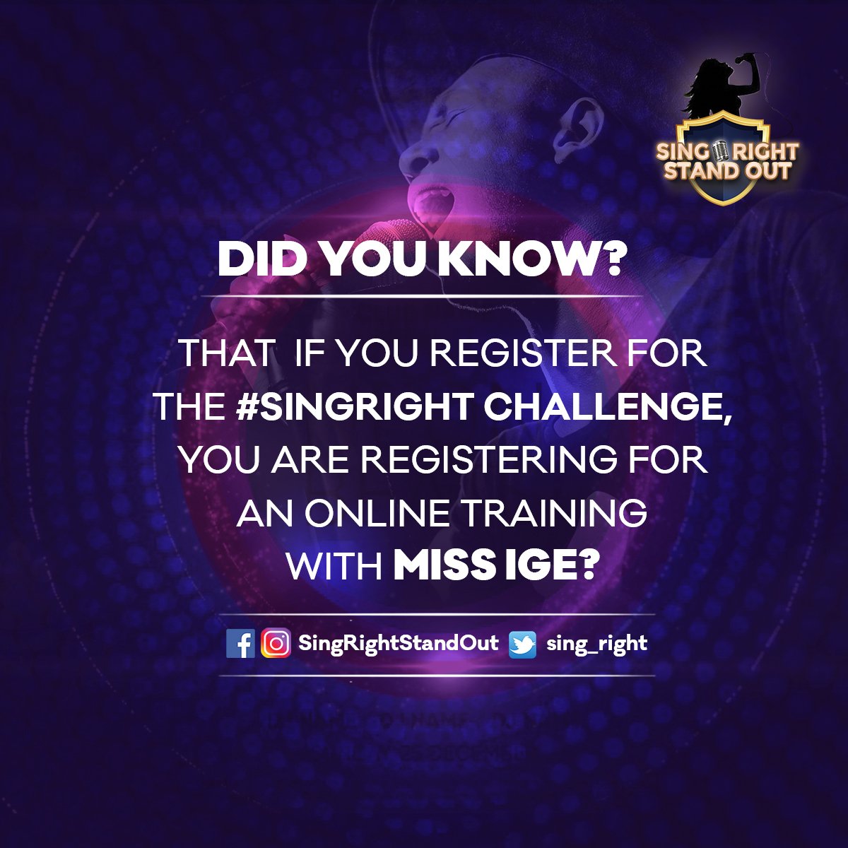 sing_right's tweet photo. Good morning
We are glad to announce to you that @Ige sings is offering an Exclusive Online Vocal Training just for you.

To be a part of this register on:
https://t.co/98kWErSjAA.

This is just part of the so many goodies We have for you this Valentine https://t.co/96CsM8z7bj