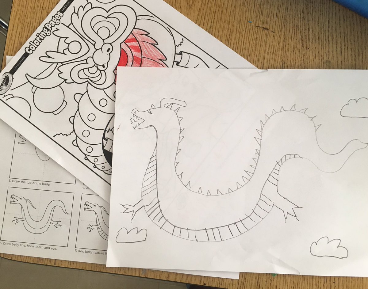 kleemock's tweet photo. Today I gave a paw for a 1st grader’s resilience while drawing even when she noticed it felt hard! Happy Lunar New Year everyone! #pbis #elementaryart thanks @KathyBarbro https://t.co/EaftYQhYYX