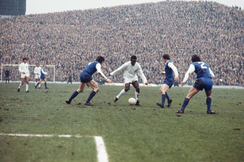 Pele playing for Santos in a friendly at Sheffield Wednesday, 1962