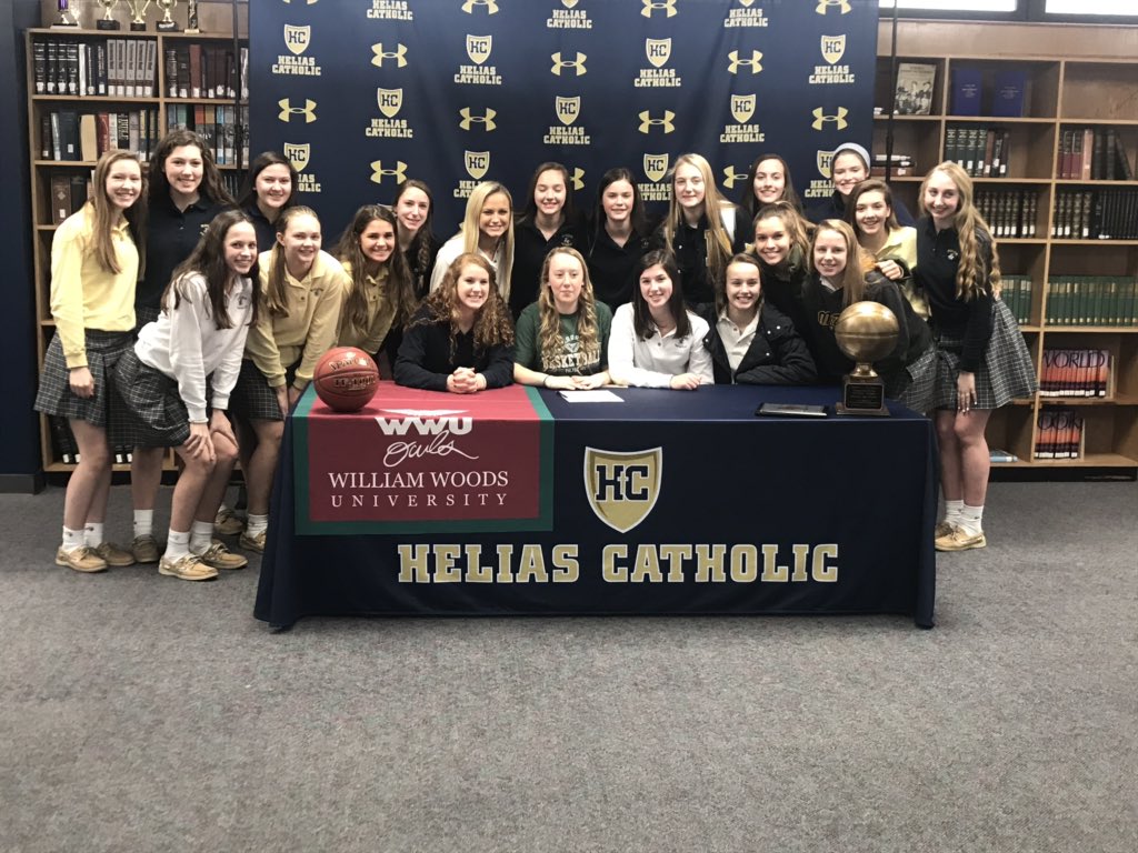 HeliasLadyBball's tweet photo. Congratulations to Meagan Engelbrecht as she signed to continue her basketball career at William Woods. @HeliasLadyBball @heliascatholic https://t.co/5fhHegCpt4