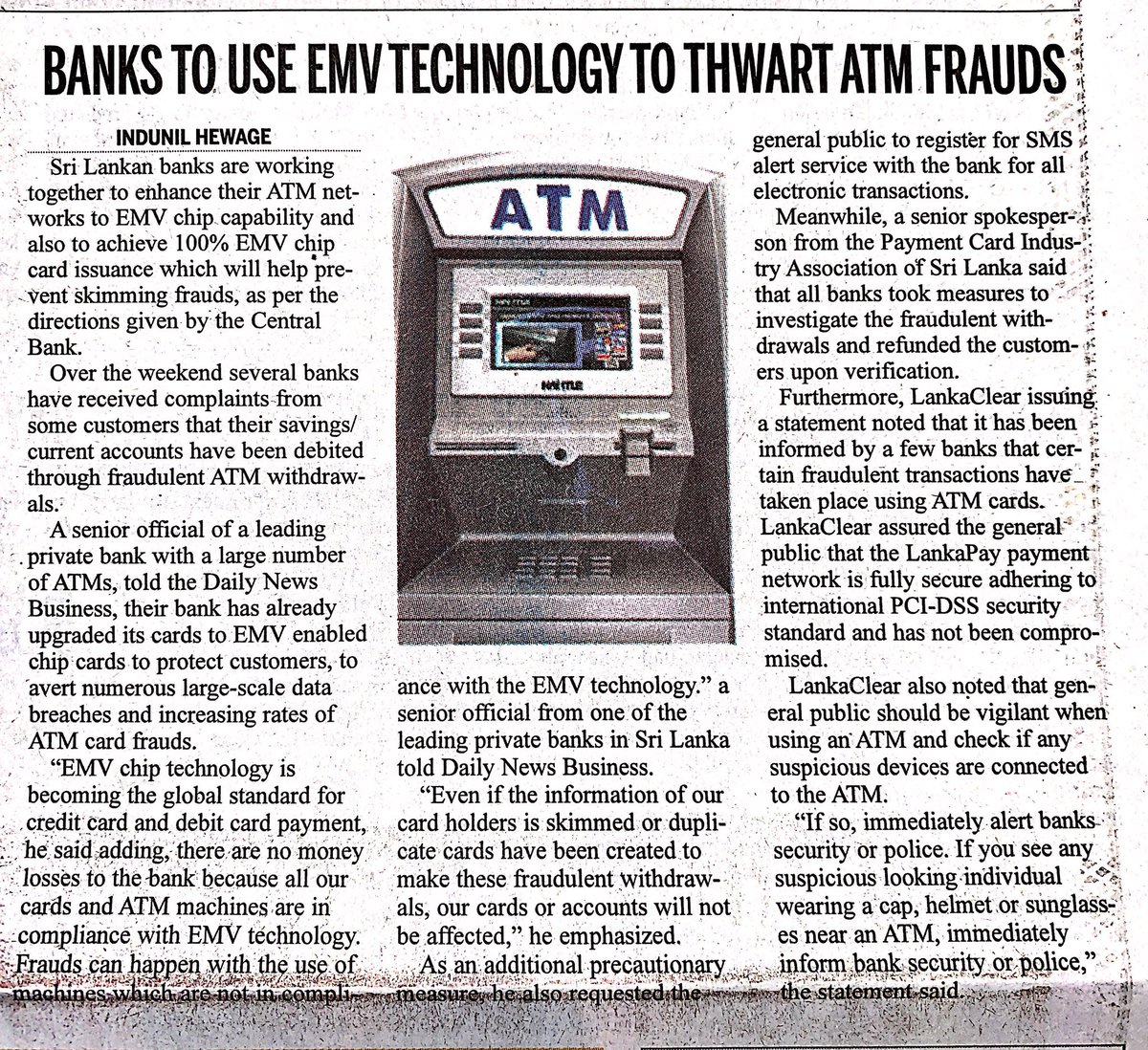 aselawaid's tweet image. #SriLankan banks to use EMV Chip &amp;amp; Cards to counter #ATM Skimming attacks in the future, echoing the announcement made by #CBSL Trust this additional layer of security will protect customers #lka 

Article via @DailyNews_lk